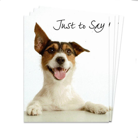 Notecards - Just To Say Pack Of 4 Notelets Featuring A Jack Russell Dog Front Image