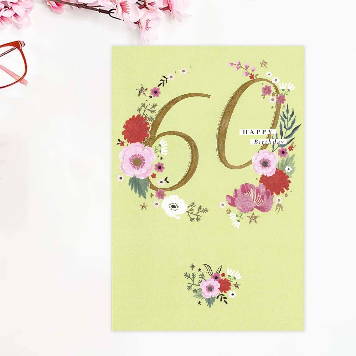 Happy Birthday 60 Yellow Card Front Image