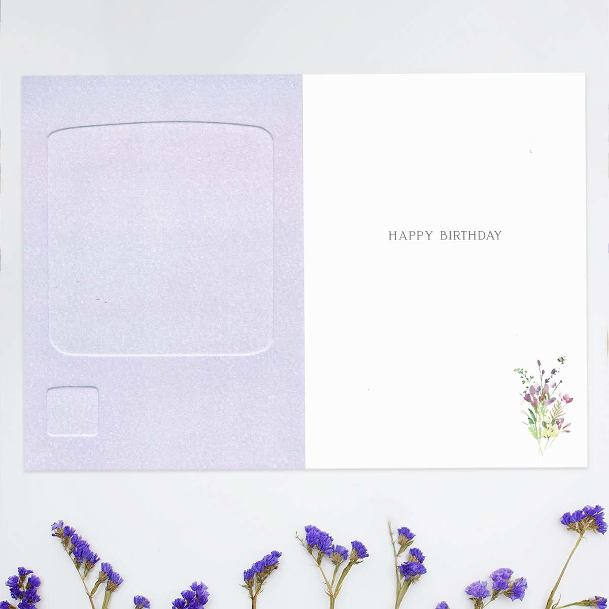 Inside with colour print and greeting