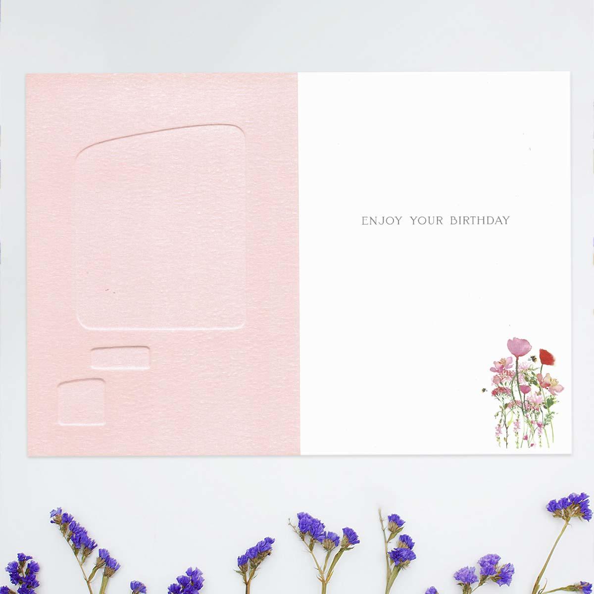 Inside with colour print and greeting