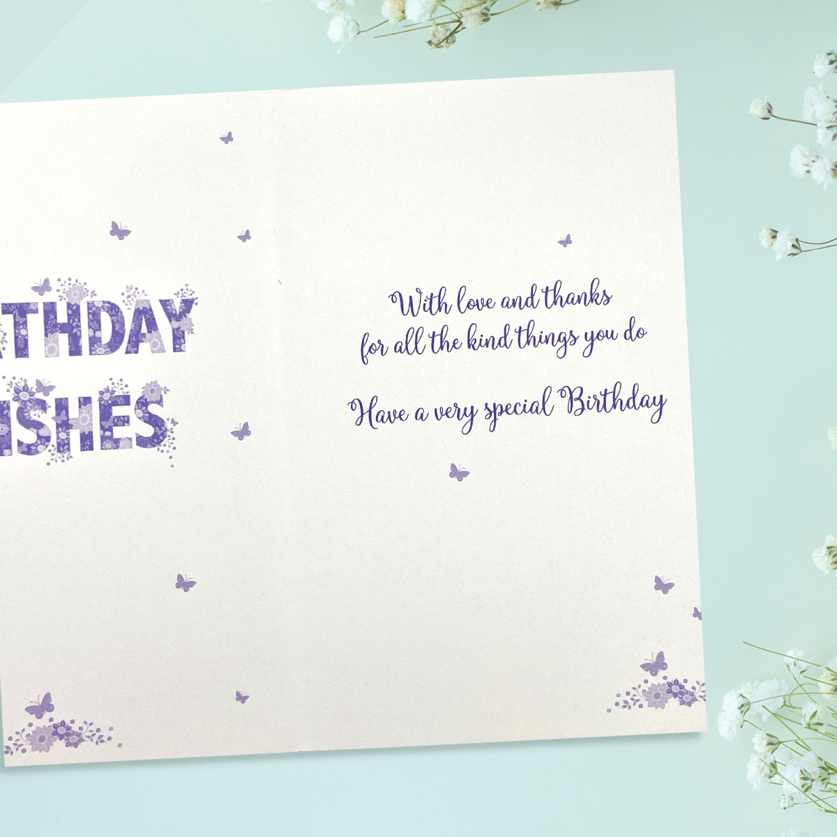 Inside with colour insert and greeting