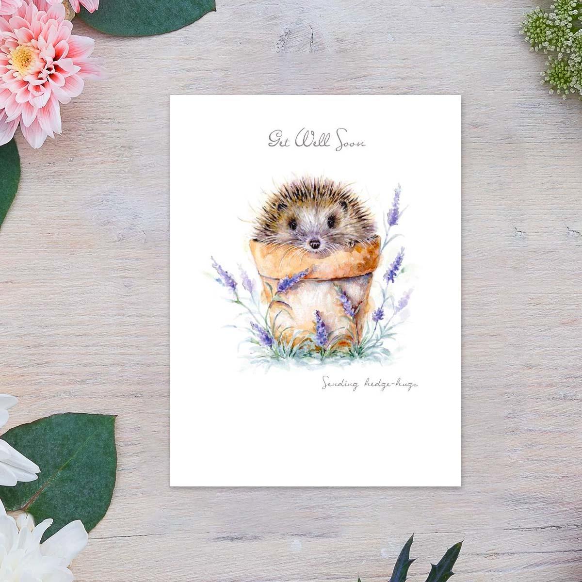 Pawfolio - Get Well Soon Sending Hedge-Hugs Card Front Image