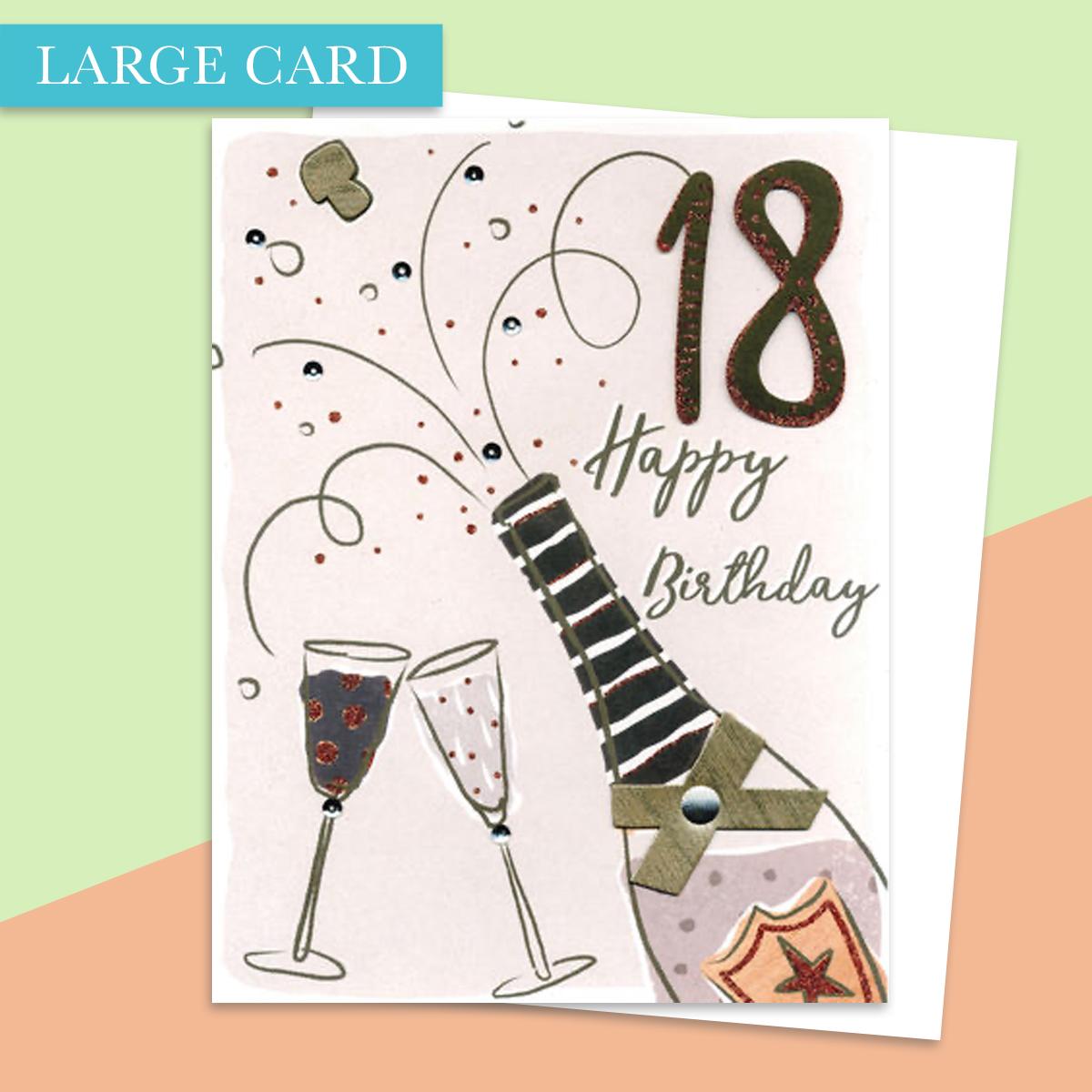 Age 18 Large Birthday Card Alongside Its White Envelope