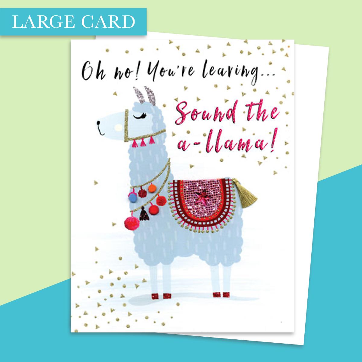 Sorry You're Leaving Large Card Alongside Its White Envelope