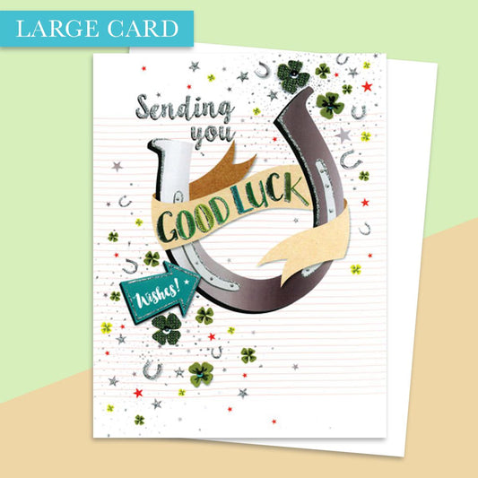 Good Luck Large Card Alongside Its White Envelope