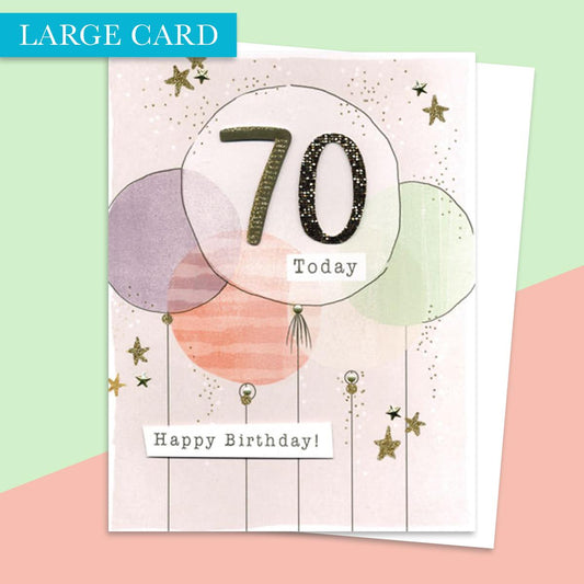 Age 70 Large Card Alongside Its White Envelope