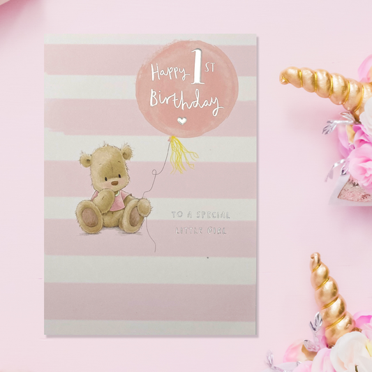 Nutmeg - Happy 1st Birthday Special Little Girl Card Front Image