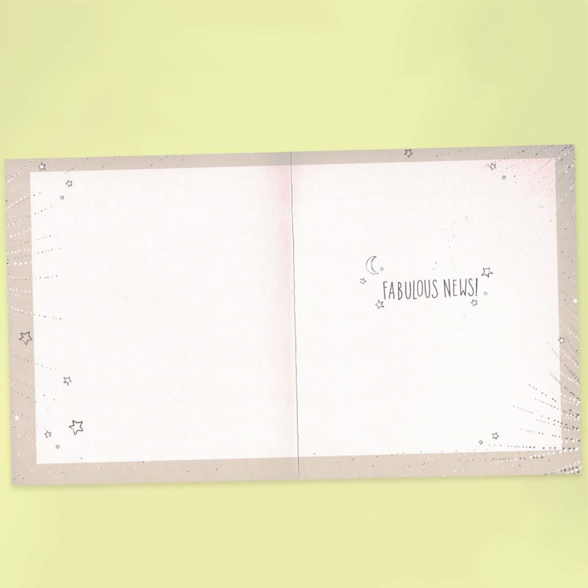 Inside with colour print and greeting