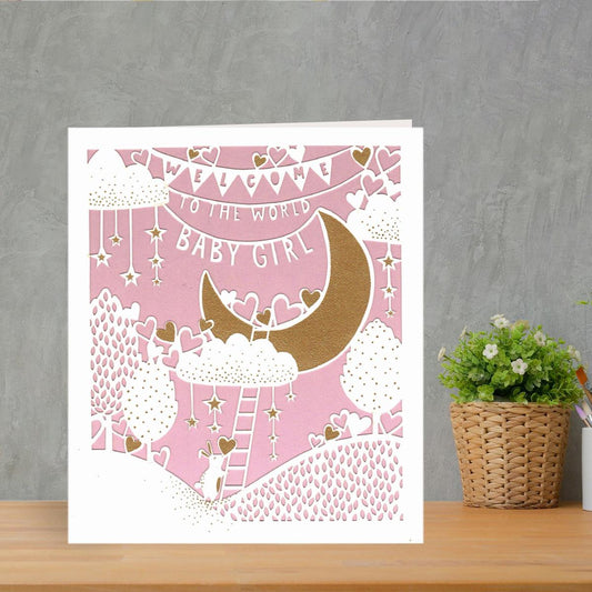 Welcome To The World Baby Girl Card Front Image