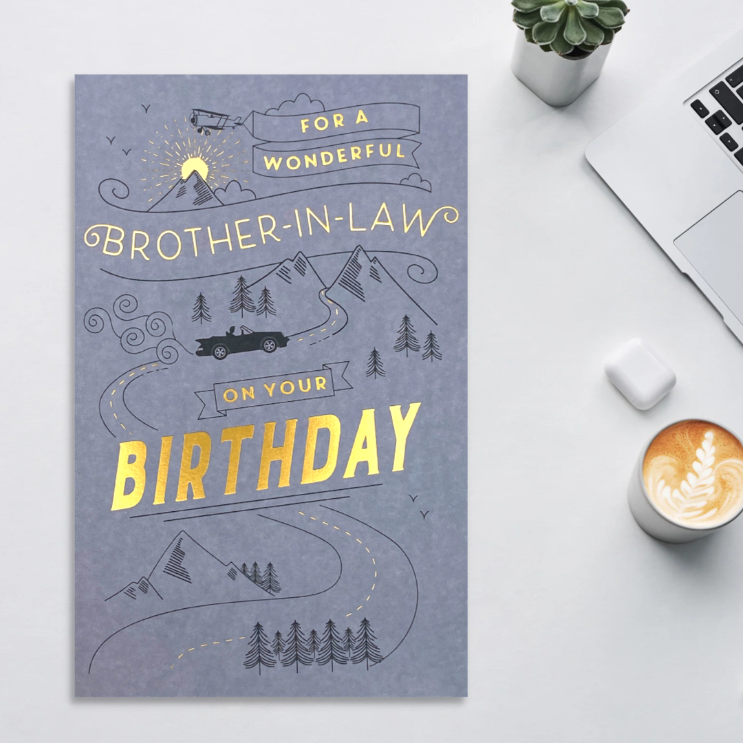 Brother-In-Law Birthday Card - Sketched Car Drive