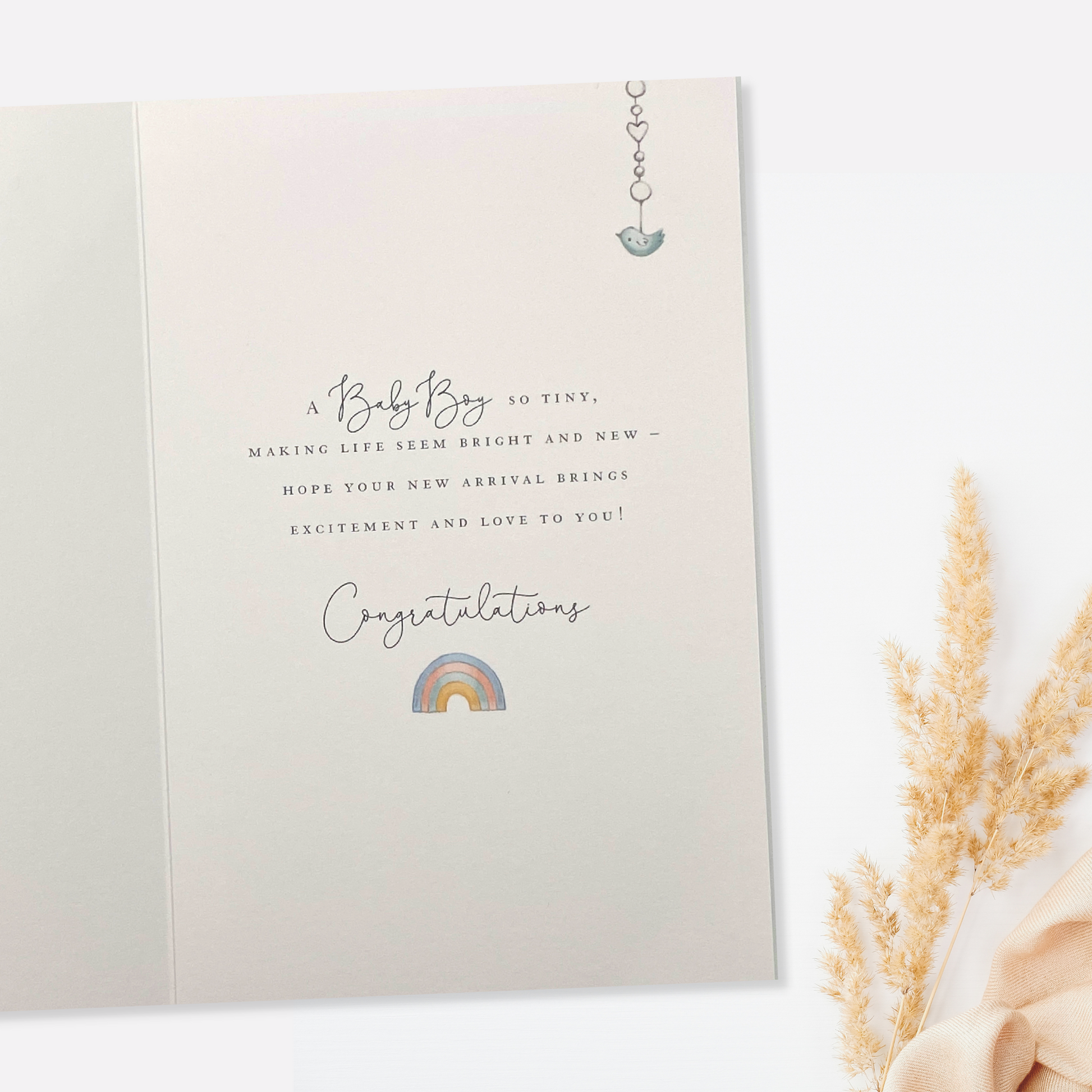 Inside with colour print inside and greeting