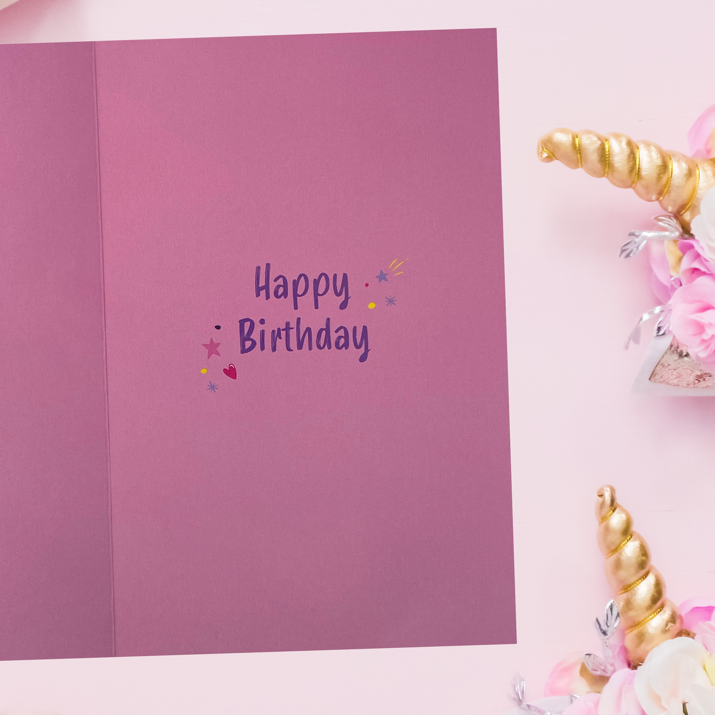Inside with colour print and greeting
