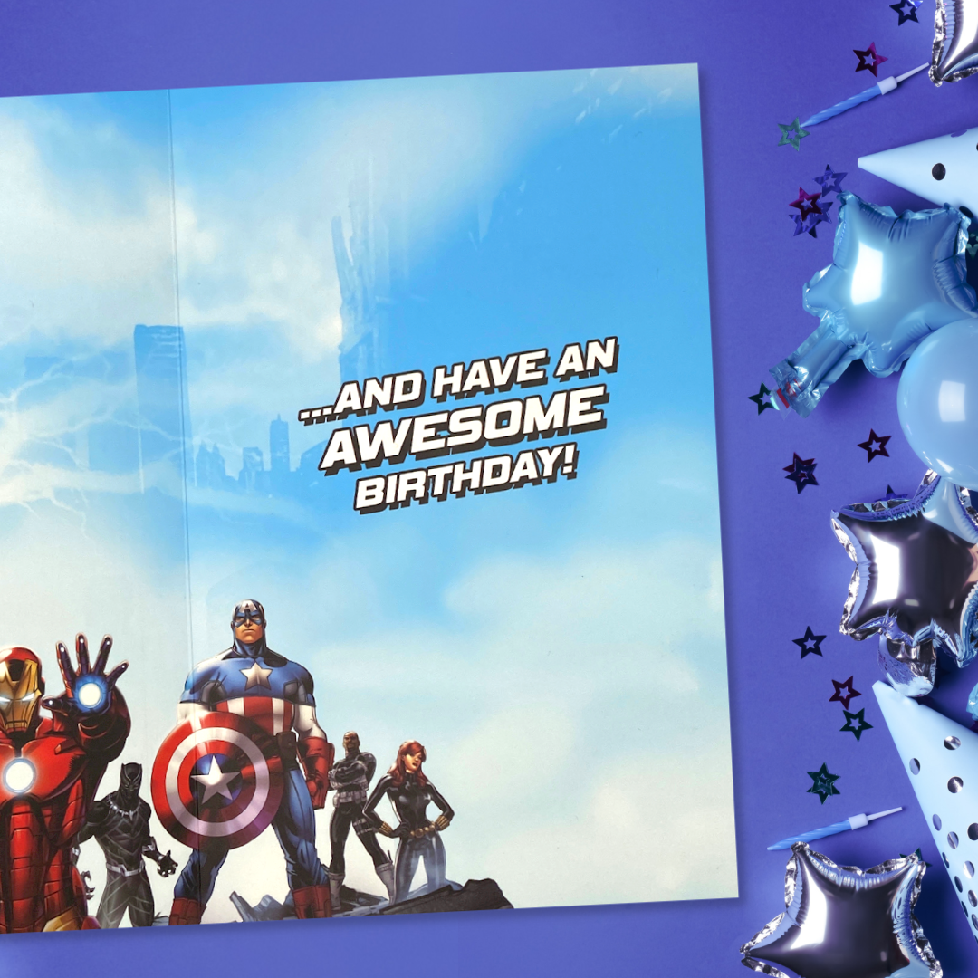 Nephew Birthday Card - Marvel Avengers With Badge