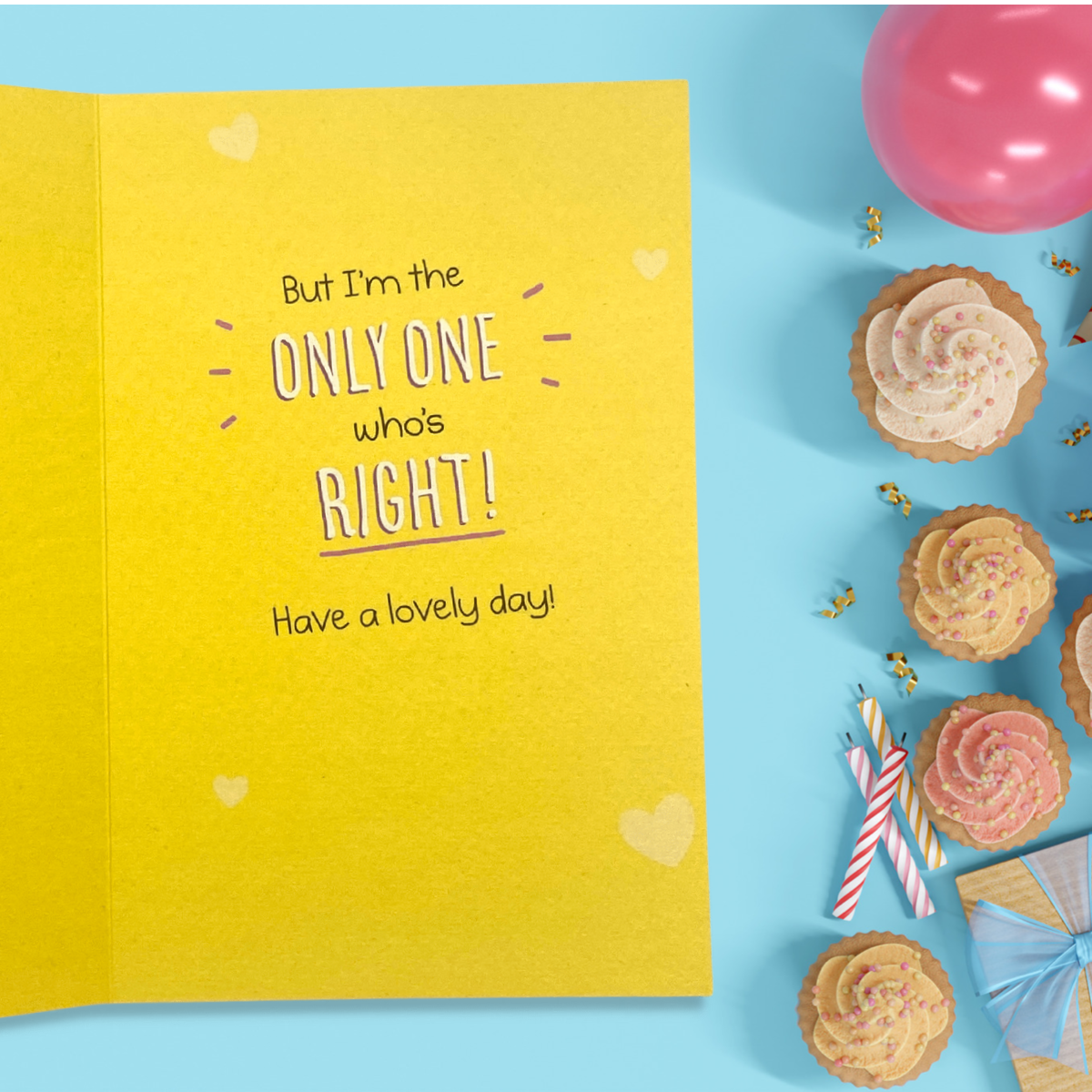 Inside with colour print and greeting