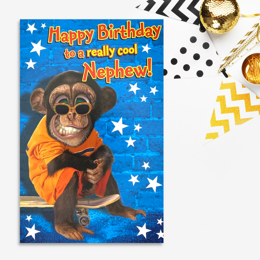 Nephew Birthday Card - The Padded Cell Chimp Humour