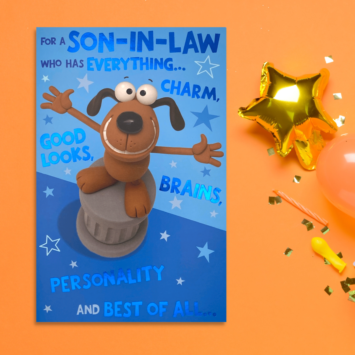 Son-in-Law Who Has Everything- Crackers - Birthday Card Front Image