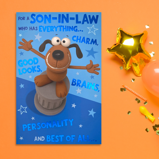 Son-in-Law Who Has Everything- Crackers - Birthday Card Front Image