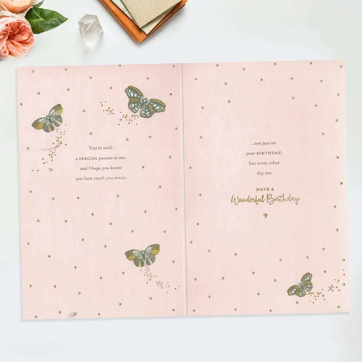 Inside with gold foil detail and heartfelt words