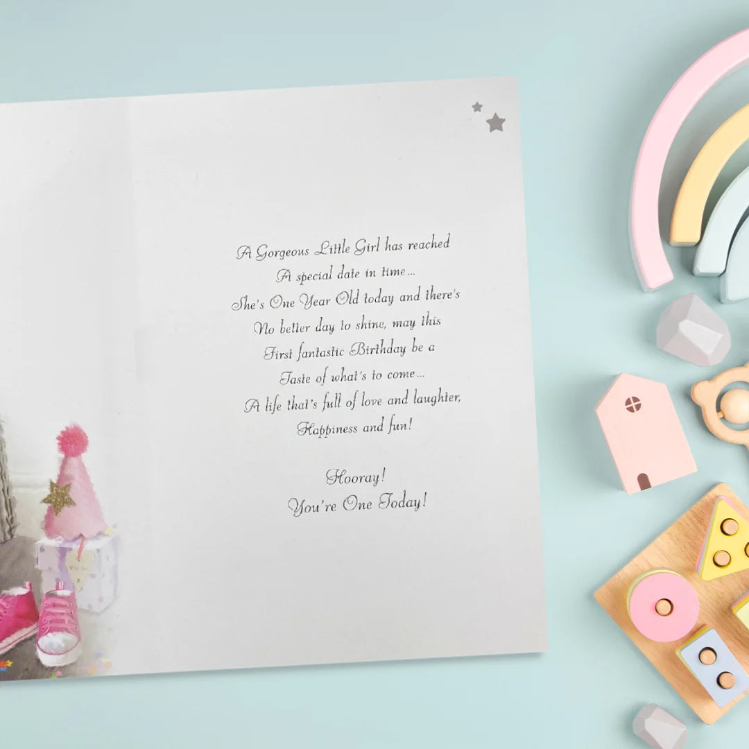 1st Birthday Card - Velvet Girl Sparkle