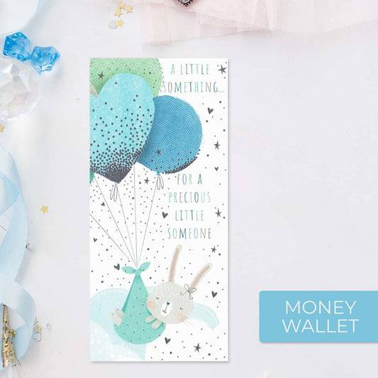 A Little Something For A Precious Little Someone Blue Money Wallet Front Image