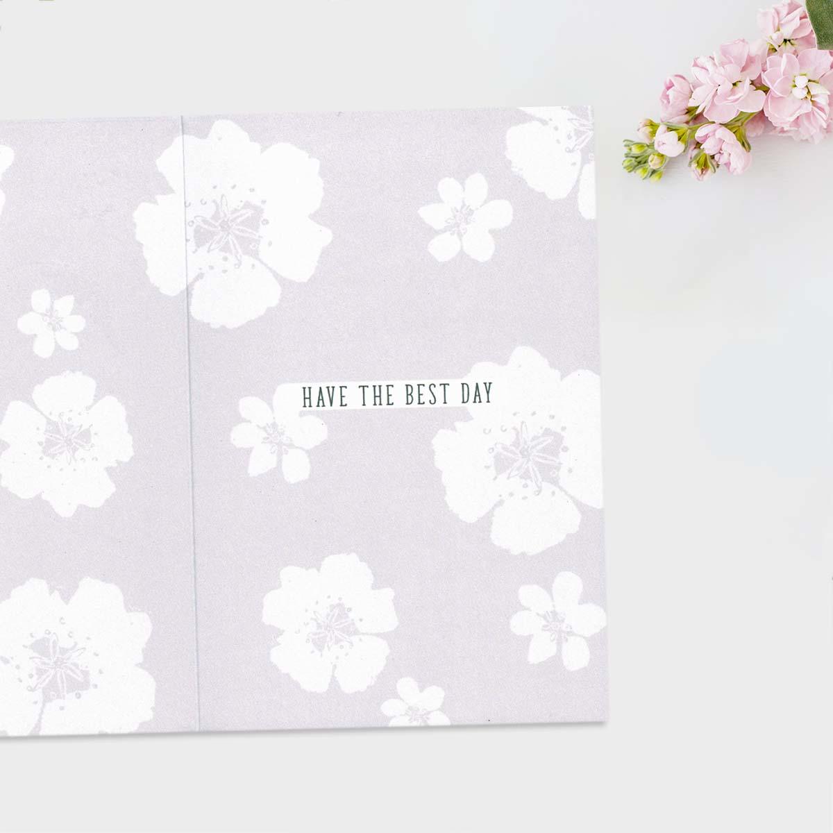 Inside with greeting and decorated print