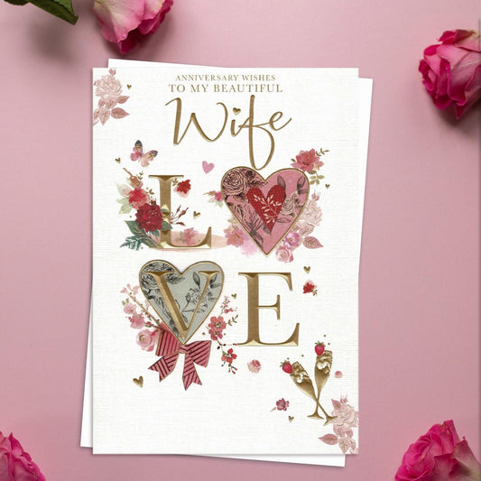 Anniversary Wishes To My Beautiful Wife Card Front Image