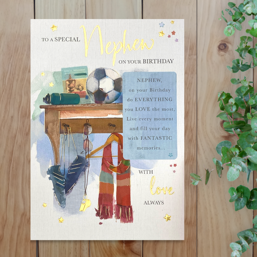 Nephew Birthday Card - Moments In Time Sports Kit
