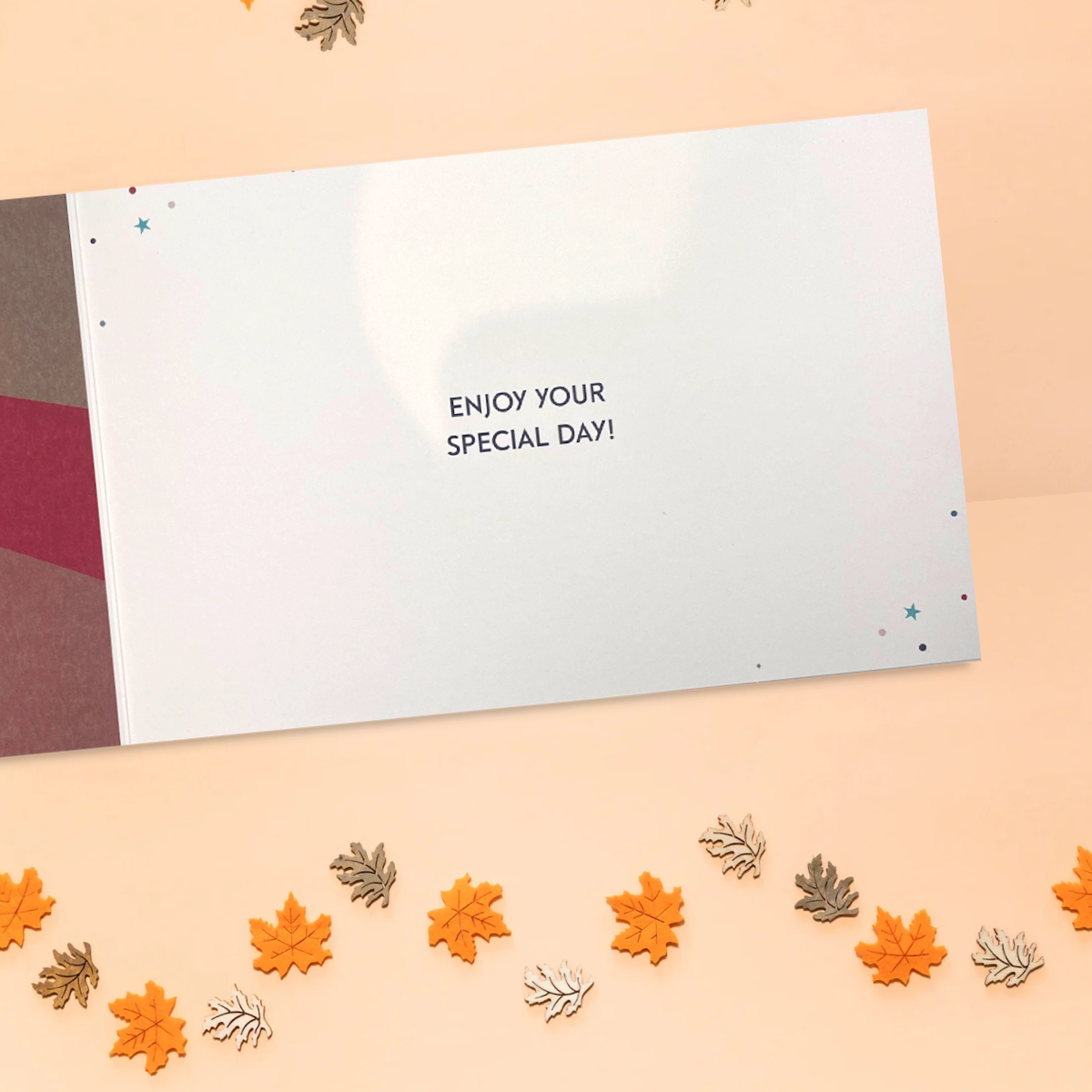 Inside with colour print and greeting