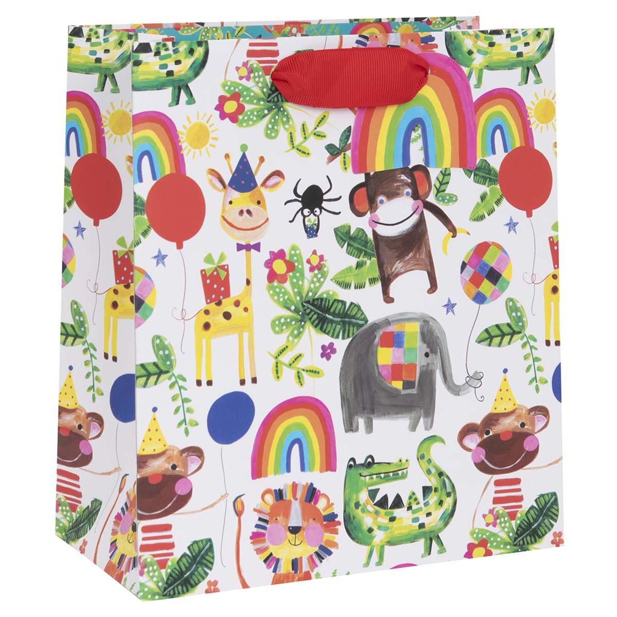 Medium Jungle Animals Gift Bag Displayed In Full