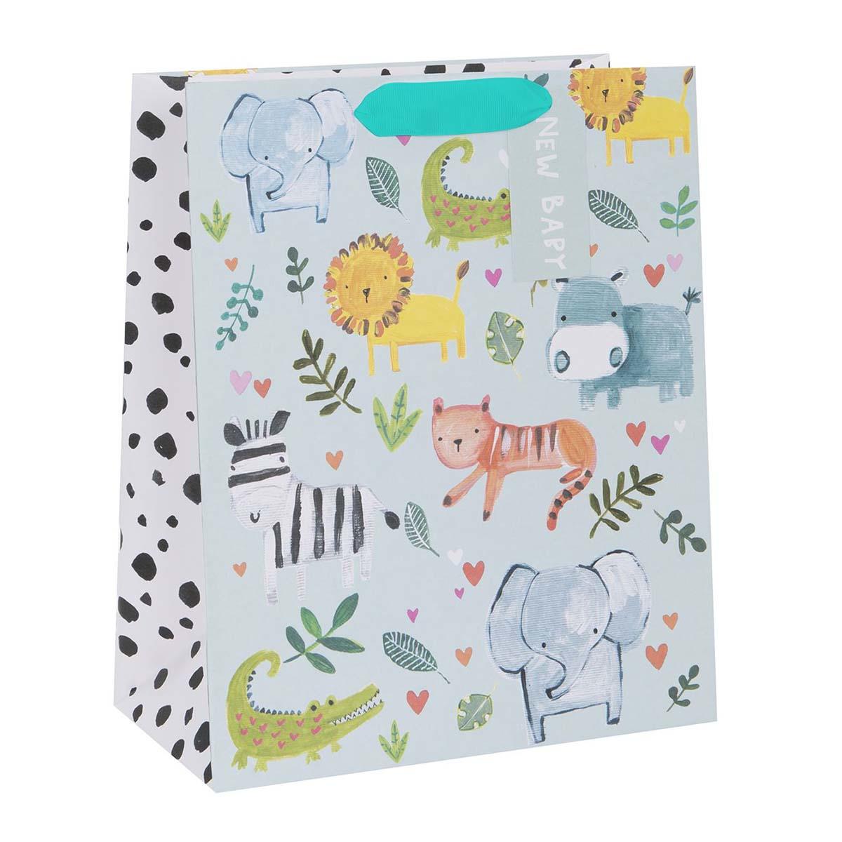 Gift Bag Medium - Baby Animals Blue Front Image