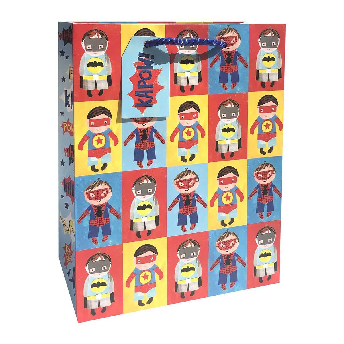 Large Superhero Themed Gift Bag Displayed