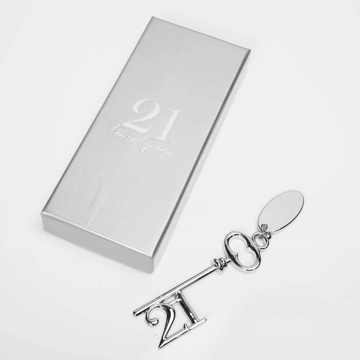 21st Keyring Displayed Alongside Its Gift Box