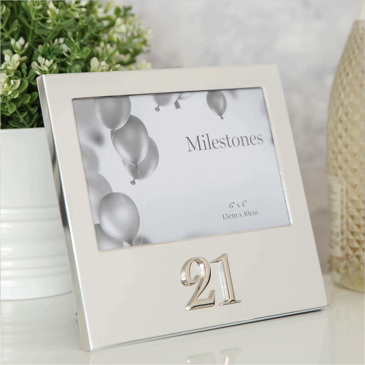 Age 21 Mirrored Photo Frame Displayed In Full
