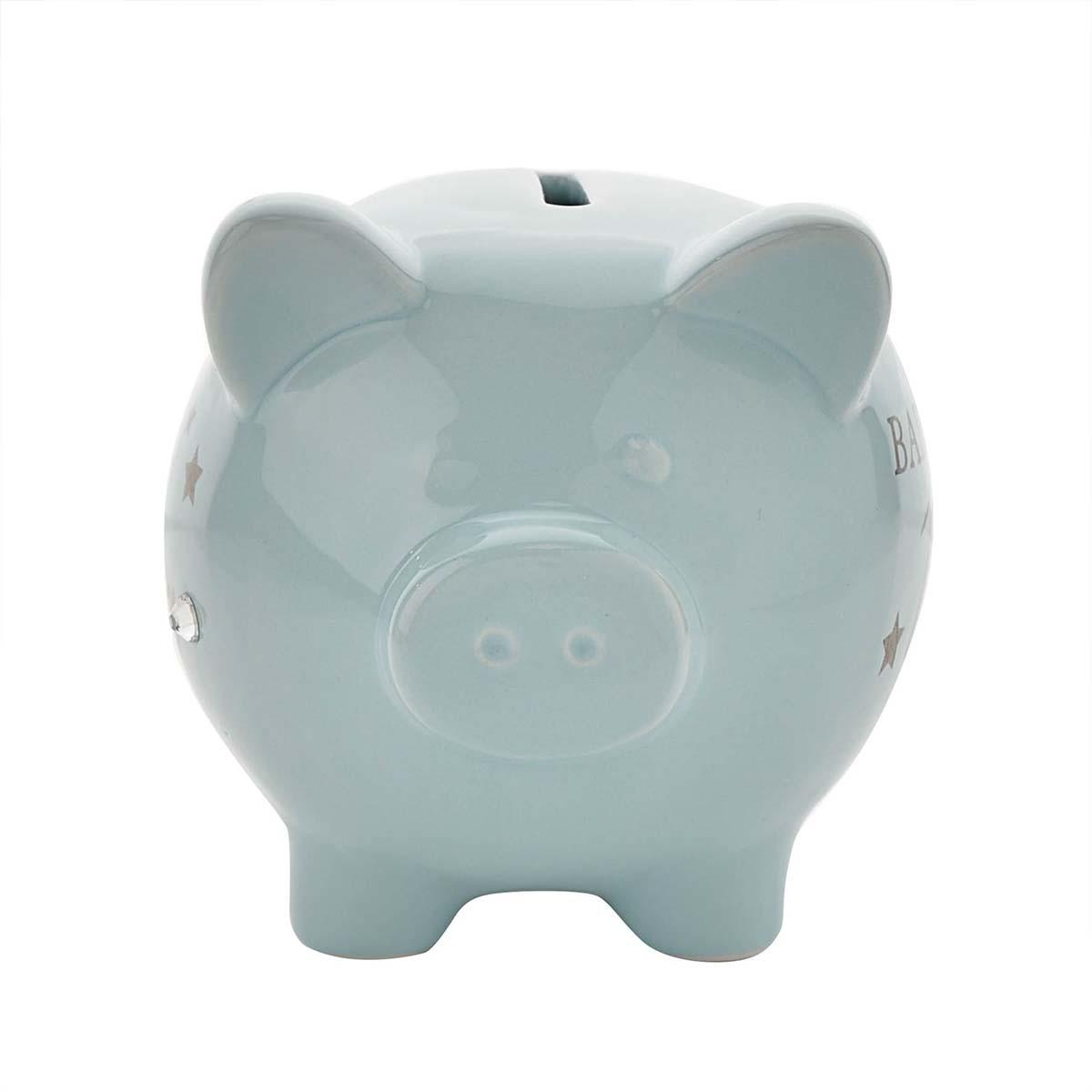 Blue Piggy Bank Shown Face On