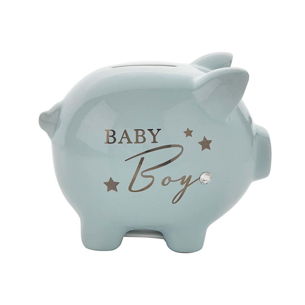 Blue Piggy Bank Shown At An Angle