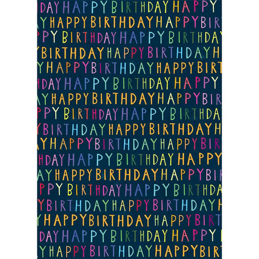 Individual Sheet Of Navy Happy Birthday Giftwrap Displayed