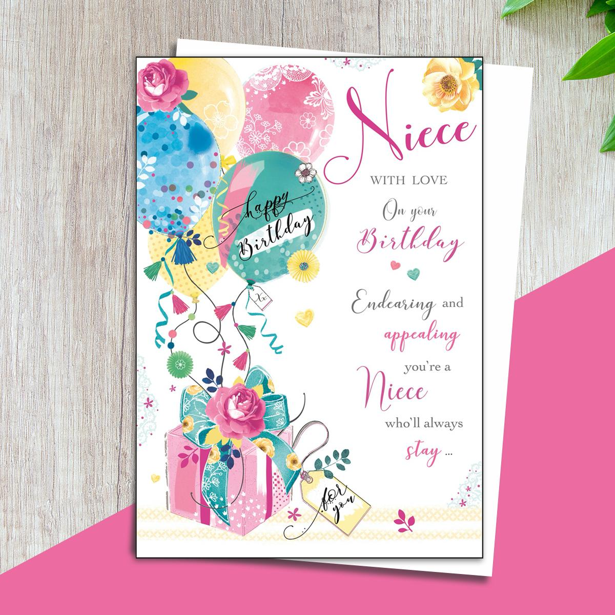Niece Birthday Card Alongside Its White Envelope