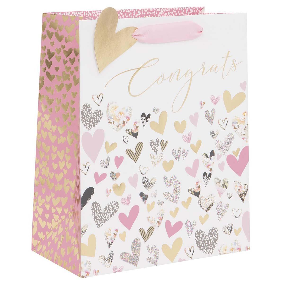 Congrats Hearts Large Gift Bag Front Image