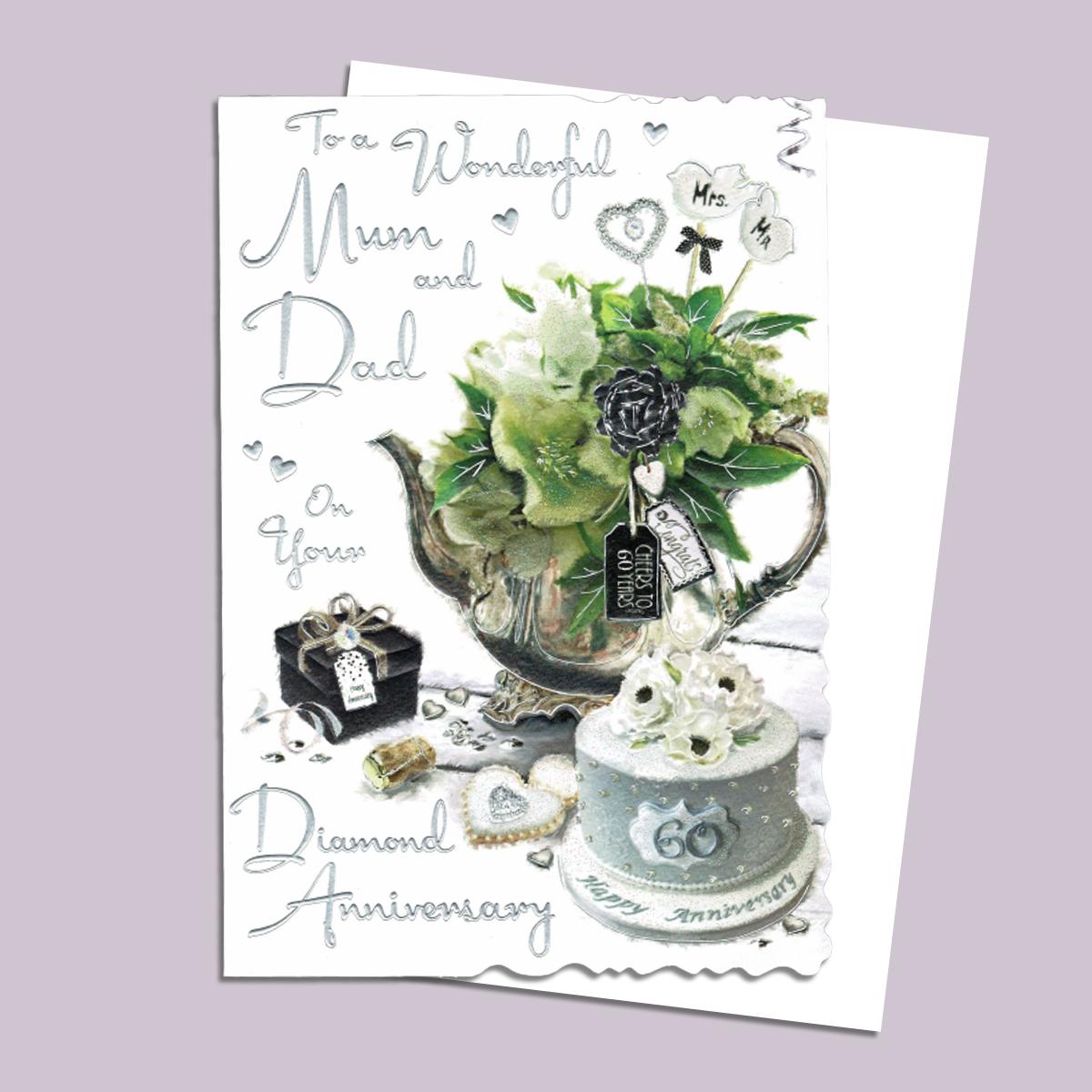 Mum And Dad Anniversary Card Alongside Its White Envelope