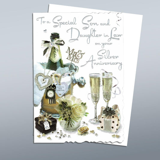 Son And Daughter In Law Anniversary Card Alongside Its White Envelope