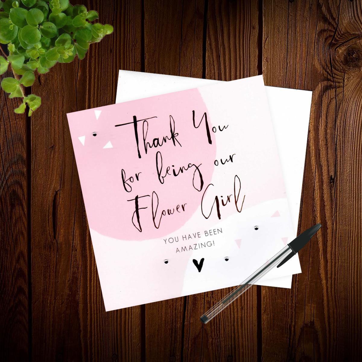 Flower Girl Card Alongside Its Envelope
