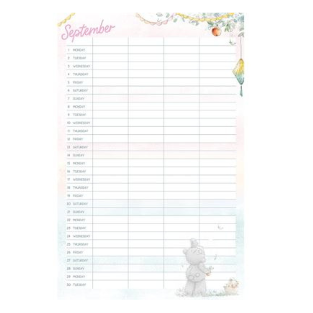 Me To You Family Organiser 2025 - Tatty Teddy Month To View