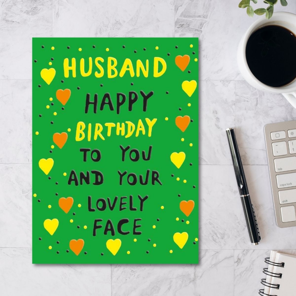 Husband Birthday Card - Earlybird Neon Hearts