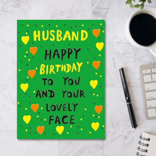 Husband Birthday Card - Earlybird Neon Hearts