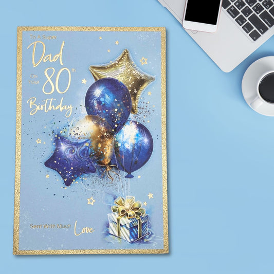 Dad 80th Birthday Card - Bliss Balloons & Gifts