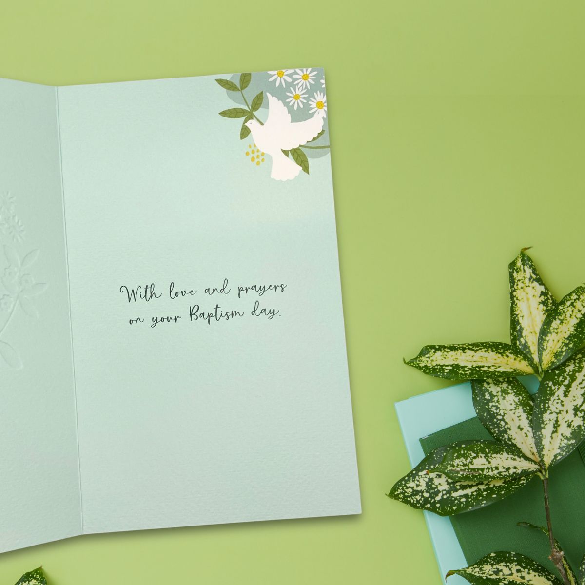 Baptism Card - Floral Dove
