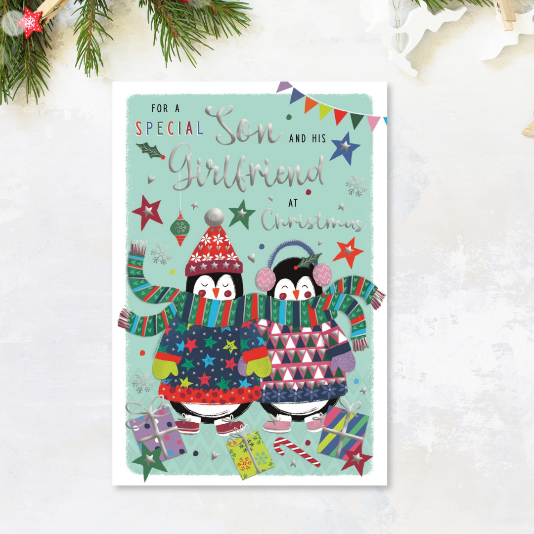 Son & Girlfriend Christmas Card - Pavillion Penguins