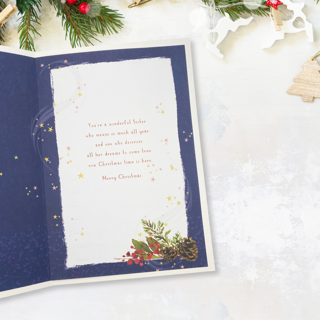 Sister Christmas Card - Skylight Mason Jar & Stars