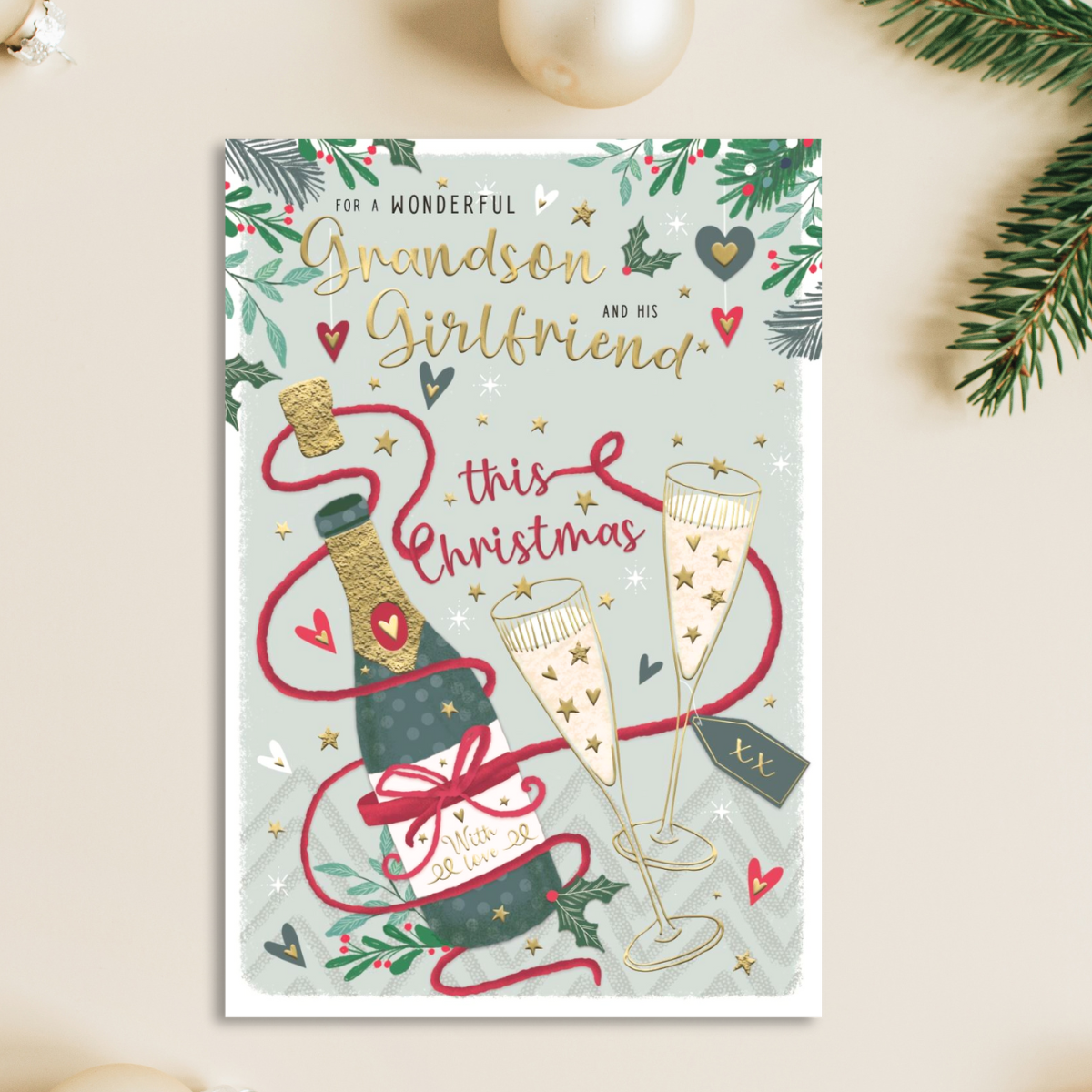 Grandson & Girlfriend Christmas Card - Pavillion