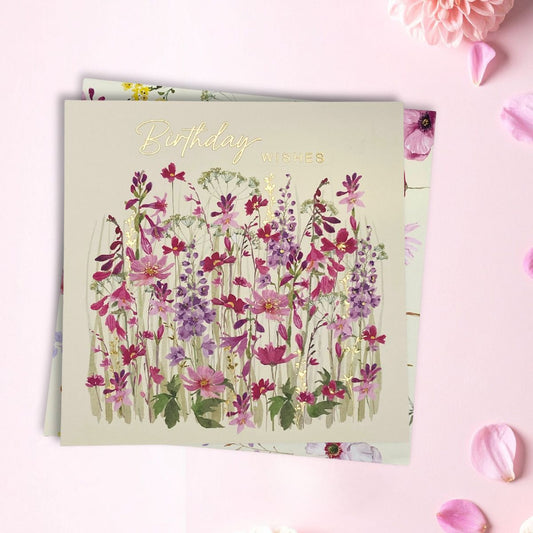 Blooming Birthday Card - Pink & Purple Flowers